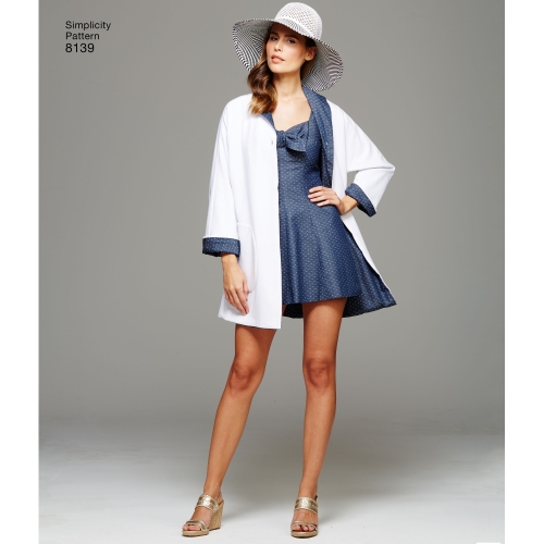 Naiste vintage supluskleit ja rannamantel, Simplicity Pattern #8139 