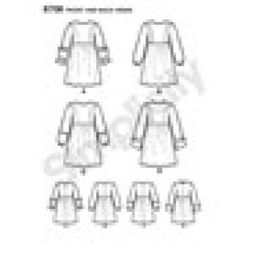 Laste ja tüdrukute kleit varruka variatsioonidega, Simplicity Pattern #8708 