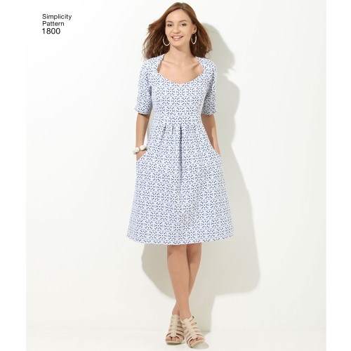 Naistele, ja pluss-suurusesnaistele Imeliselt Istuv: kleidid, Simplicity Pattern #1800 
