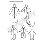 Child`s, Teens` and Adults` Fleece Jumpsuit, Sizes: XS - L / XS - XL, Simplicity Pattern #1731 