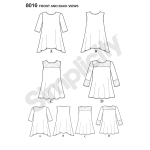 Naiste trikoo-topid pitsivariatsioonidega, suurused: A (XXS-XS-S-M-L-XL-XXL), Simplicity Pattern #8016 