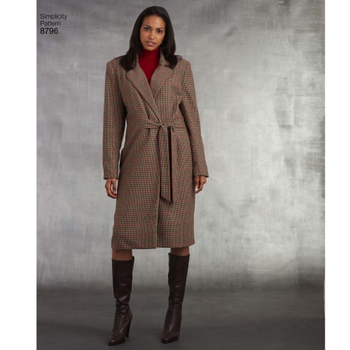 Naiste ja väikesekasvuliste Petite-naiste voodriga mantel, Simplicity Pattern #8796 