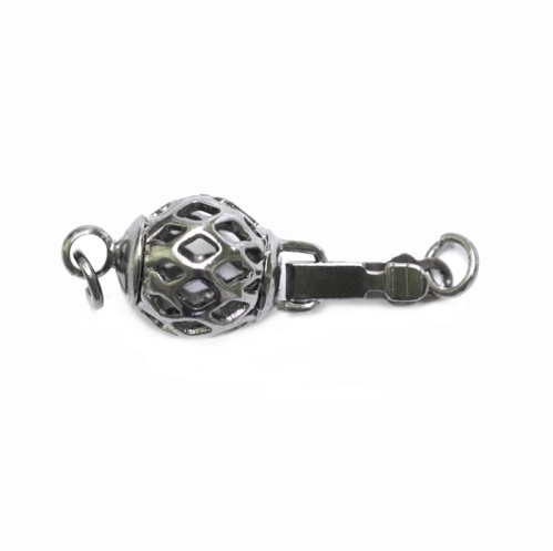 Karpkinnis, ümar, antiikse mustriga, 15 x 8mm 