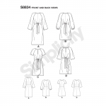 Naiste ja väikesekasvuliste Petite-naiste esilehviga kleit, Simplicity Pattern #S8834 
