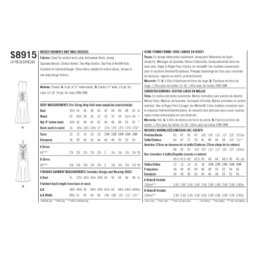 Naiste trikoo maksi kleidid by Mimi G Style, Simplicity Pattern #S8915 
