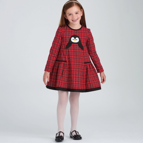 Laste kleit loomaaplikatsiooniga taskul, suurused: A (3-4-5-6-7-8), Simplicity Pattern #S9026 