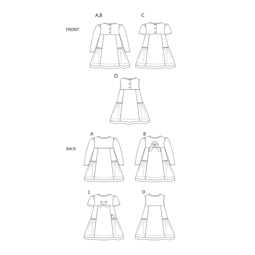 Laste kleit loomaaplikatsiooniga taskul, suurused: A (3-4-5-6-7-8), Simplicity Pattern #S9026 