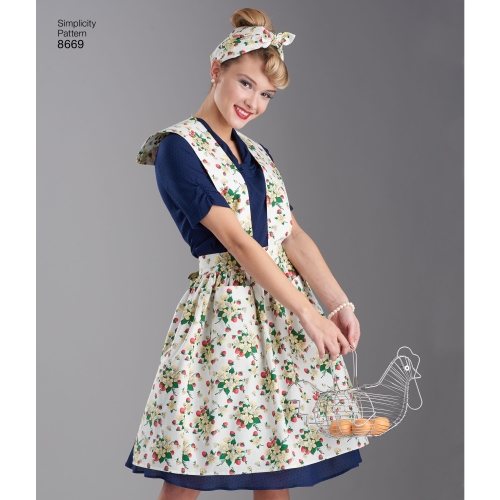 Naiste vintage põlled, suurused: A (S-M-L), Simplicity Pattern #8669 