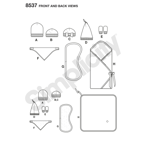 Beebitarvikud, suurused: OS (ÜkS SUURUS), Simplicity Pattern # 8537 