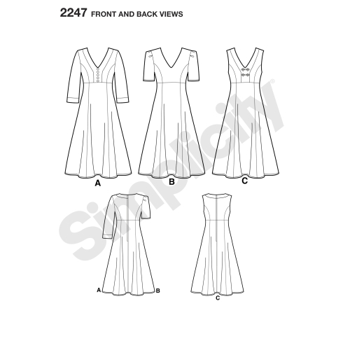 Naiste ja pluss-suurusesnaiste Imeliselt Istuv: kleidid, Simplicity Pattern #2247 