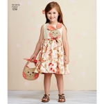 Laste kleidid, kotikesed ja juuksepael, suurused: A (3-4-5-6-7-8), Simplicity Pattern #1208 