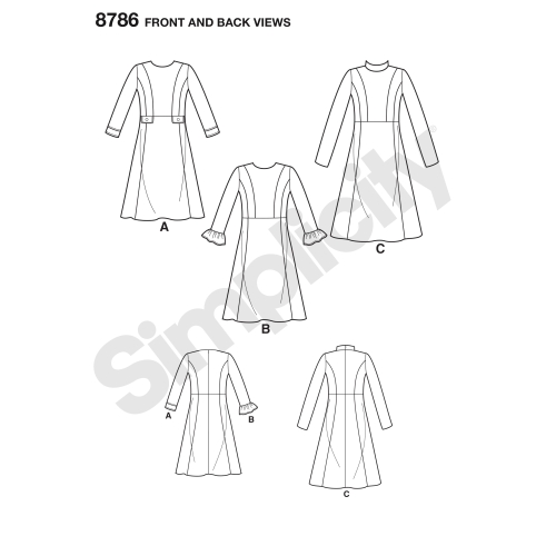 Naiste ja väikesekasvuliste Petite-naiste kleit, Simplicity Pattern #8786 