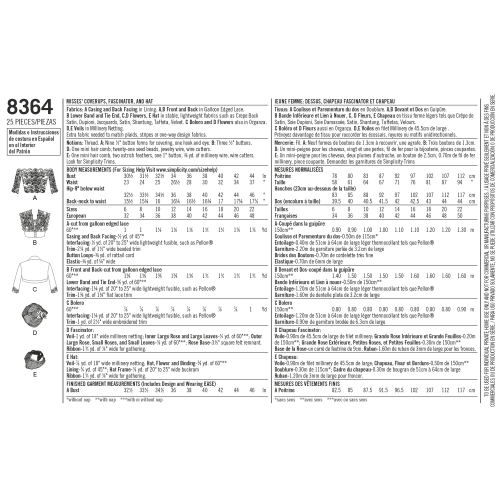 Naiste kehakatted, pael ja peakate, Simplicity Pattern #8364 