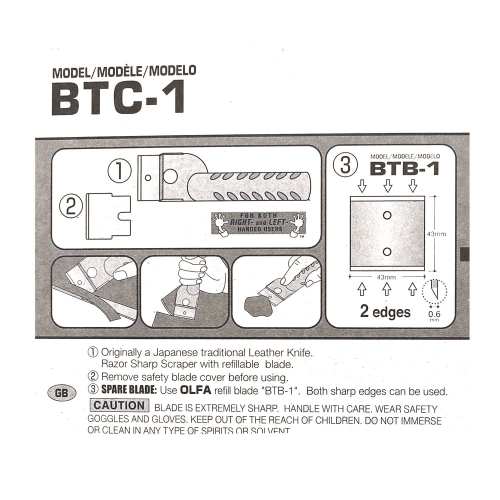 Monikäyttöinen nahkaveitsi, suorateräinen, Olfa BTC-1 