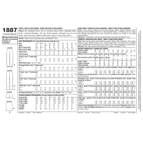 Naiste püksid ja seelikud, Simplicity Pattern #1887 