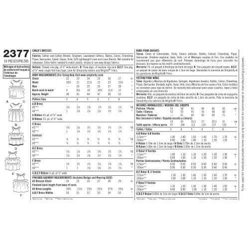 Laste kleidid, suurused: A (3-4-5-6-7-8), Simplicity Pattern #2377 