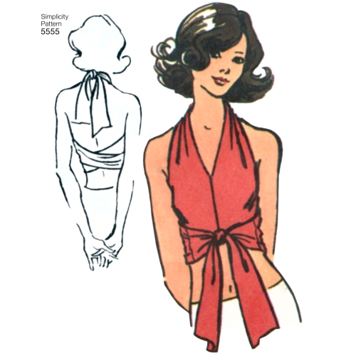 Naiste vintage Jiffy-trikoo hõlmik topp ja lehviga topp, Simplicity Pattern #5555 