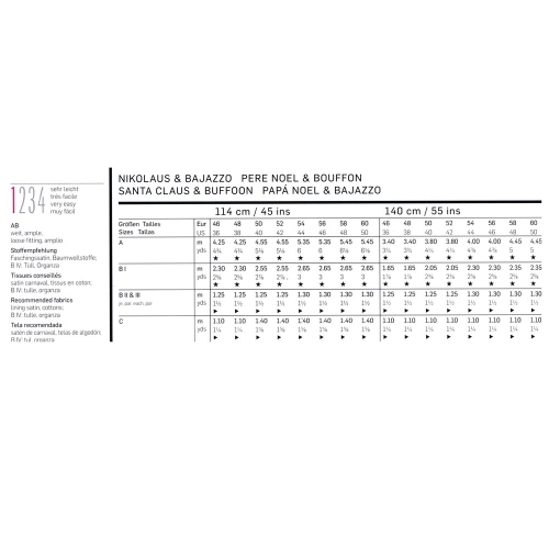 Arlekiin ja Jõuluvana, Lõiked suurustele (Eur Sizes) Nr. 46-60  / Santa Claus & Buffoon / Burda 2466 