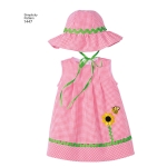 Väikelaste kombinesoon, kleit, topp, püksikud ja mütsid, suurused: A (XXS-XS-S-M-L), Simplicity Pattern #1447 