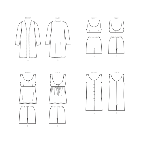 Naiste ajalooline kostüüm-hommikumantel, topid, püksid ja kombinesoonid, Simplicity Pattern #S9085 