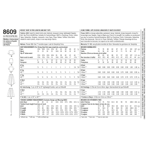 Naiste seelikud ja trikoo-topid, Simplicity Pattern #8609 