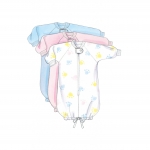 Ompelukaavat: Beebide` Bunting, Jumpsuit, Shirt, Diaper Cover, Blanket, Hat, Bib, Mittens and Booties, Butterick B5583 