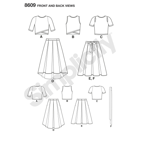 Naiste seelikud ja trikoo-topid, Simplicity Pattern #8609 