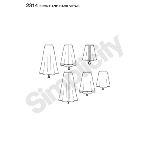 Naiste seelikud, suurused: A (6-8-10-12-14-16-18), Simplicity Pattern #2314 