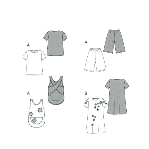 Särk, Põll ja Hõlst, Suurustele (Eur Sizes) 38-50 / Shirt & Pants & Apron / Burda 2487 