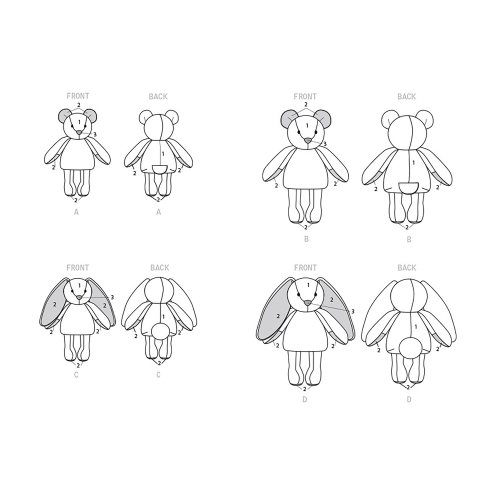 Simplicity Sewing pattern S9306 PLUSH BEARS & BUNNIES 