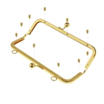 Twin hinged metal interchangeable bag frame, bag fastening, 15cm 