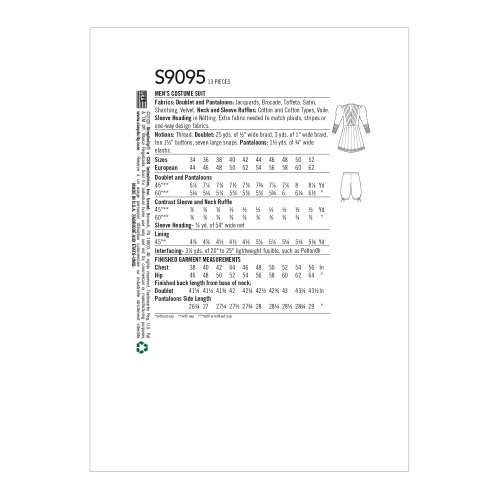 Meeste ajaloolised kostüümid, Simplicity Pattern #S9095 