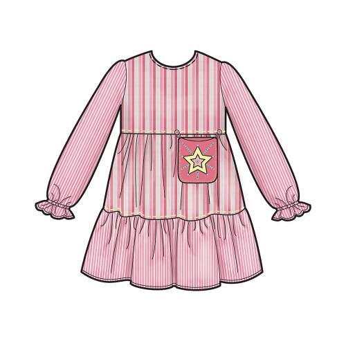 Laste kleit taskutega variatsioonidega, suurused: A (3-4-5-6-7-8), Simplicity Pattern #S9024 