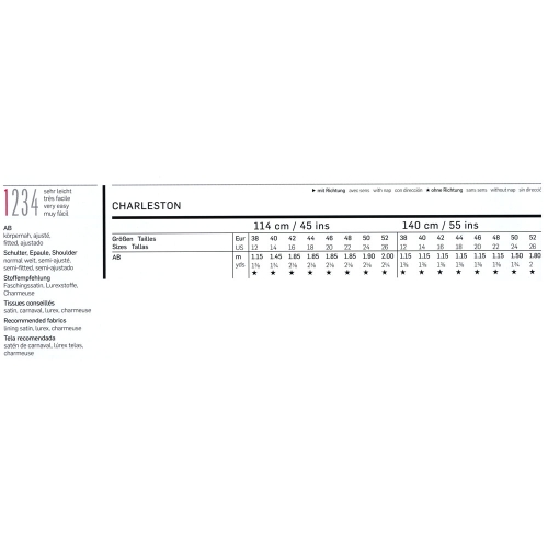 Charleston, Suurustele (Eur Sizes) 38-52 / Burda 2528 
