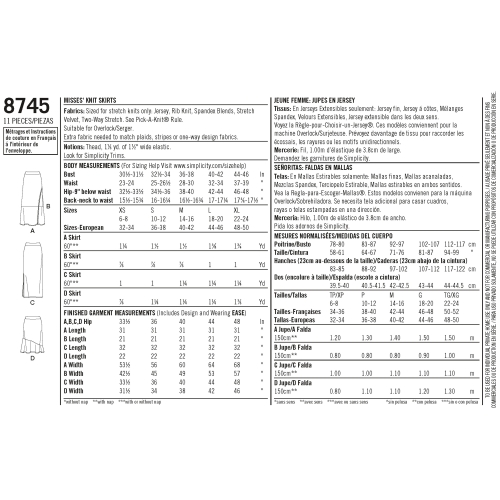 Naiste Easy to Sew trikooseelikud, suurused: A (XS-S-M-L-XL), Simplicity Pattern #8745 
