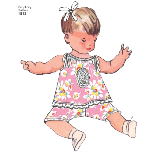 Väikelaste kleit ja riietus, suurused: A (XXS-XS-S-M-L), Simplicity Pattern #1813 