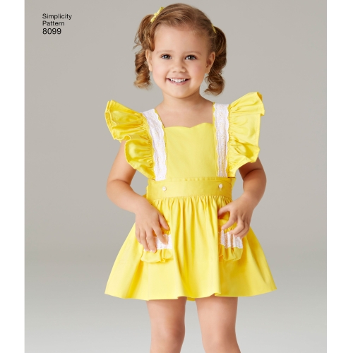 Väikelaste kombinesoon ja nööpseelik, suurused: A (1/2-1-2-3-4), Simplicity Pattern #8099 