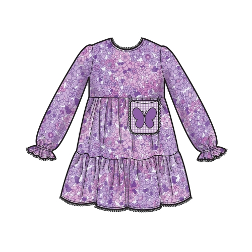 Laste kleit taskutega variatsioonidega, suurused: A (3-4-5-6-7-8), Simplicity Pattern #S9024 