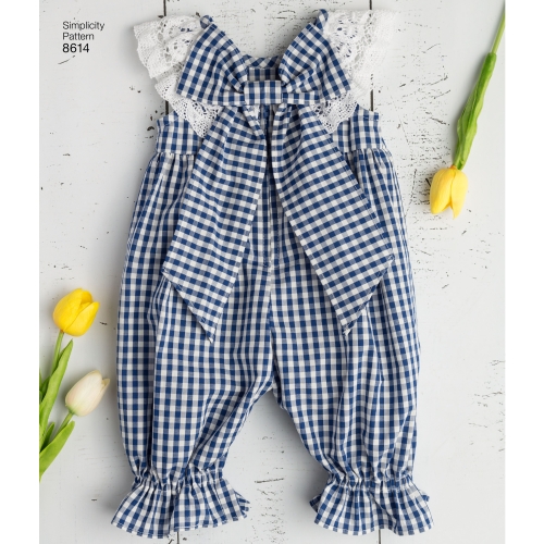 Beebide kleit, kombinesoon ja püksikud, suurused: A (XXS-XS-S-M-L), Simplicity Pattern #8614 