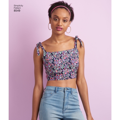 Naiste rinnahoidja-topid, suurused: A (XXS-XS-S-M-L-XL-XXL), Simplicity Pattern # 8549 