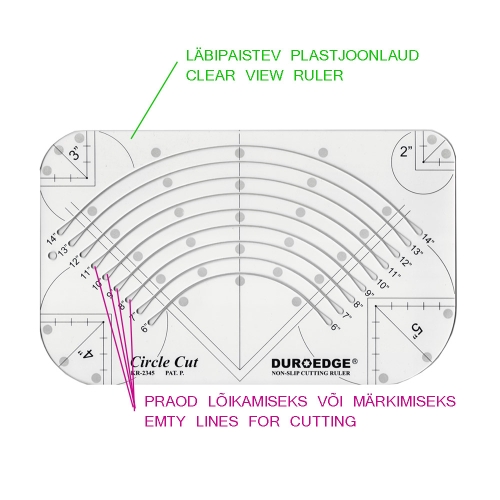 Transparent Circle Cut Ruler, 15cm-30cm Duroedge KR-2345 