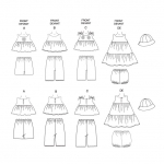 Ompelukaavat: Beebide` Top, Dress, Panties, Shorts, Pants and Hat, Butterick B5017OSZ 