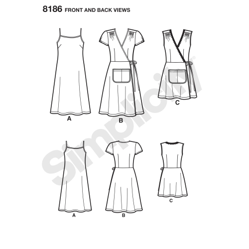 Naiste Dottie Angel Frock: hõlmik- ja Slip kleit, Simplicity Pattern #8186 