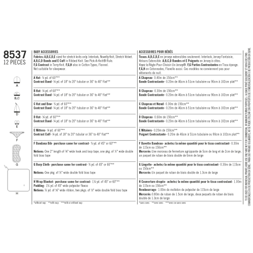Beebitarvikud, suurused: OS (ÜkS SUURUS), Simplicity Pattern # 8537 