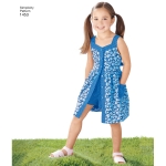 Child`s Dress, Top, Trousers or shorts and Hat, Sizes: A (3-4-5-6-7-8), Simplicity Pattern #1453 