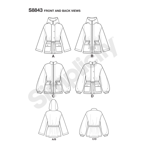 Naiste anorak jakk, Simplicity Pattern #S8843 