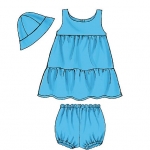 Ompelukaavat: Beebide` Top, Dress, Panties, Shorts, Pants and Hat, Butterick B5017OSZ 