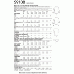 Naiste topid käise variatsioonidega ja seljasall, suurused: A (XXS-XS-S-M-L-XL-XXL), Simplicity Pattern #S9108 