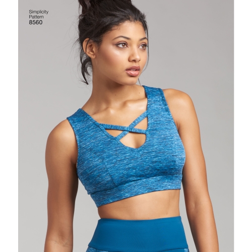 Naiste trikoo-spordirinnahoidjad, suurused: A (30A-44G), Simplicity Pattern # 8560 