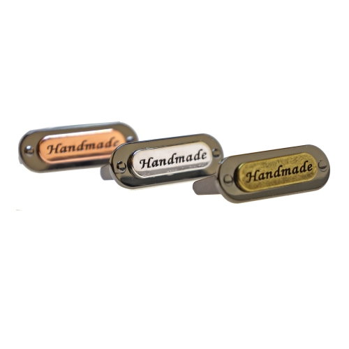 Metallinen nasta `Handmade` (käsintehty) 12 x 35 x 3 mm 